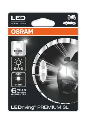 OSRAM AUTOMOTIVE 6497CW LED BULB - 12V/1W [C5W] (SV8.5)